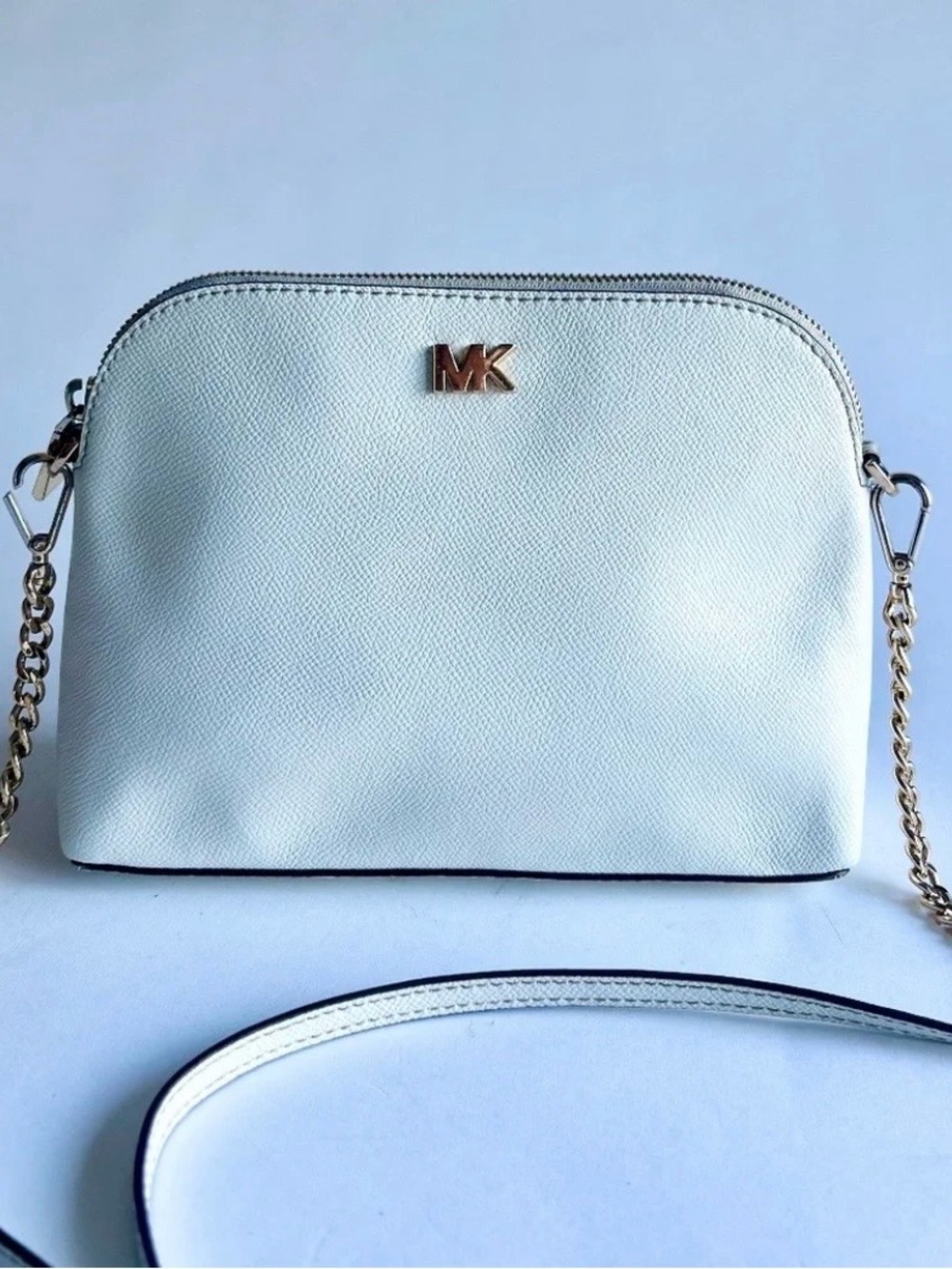 Michael Kors White Crossgrain Leather Shoulder Crossbody Bag